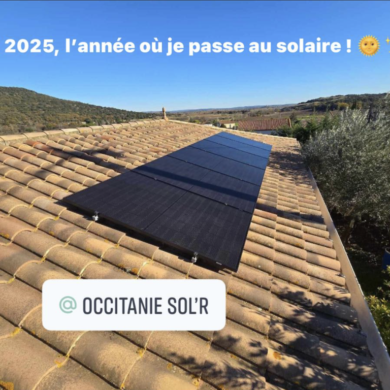 occitanie sol'r installation de panneaux solaire photovoltaiques et energie renouvelable Panneaux solaires installés sur un toit en région Occitanie.