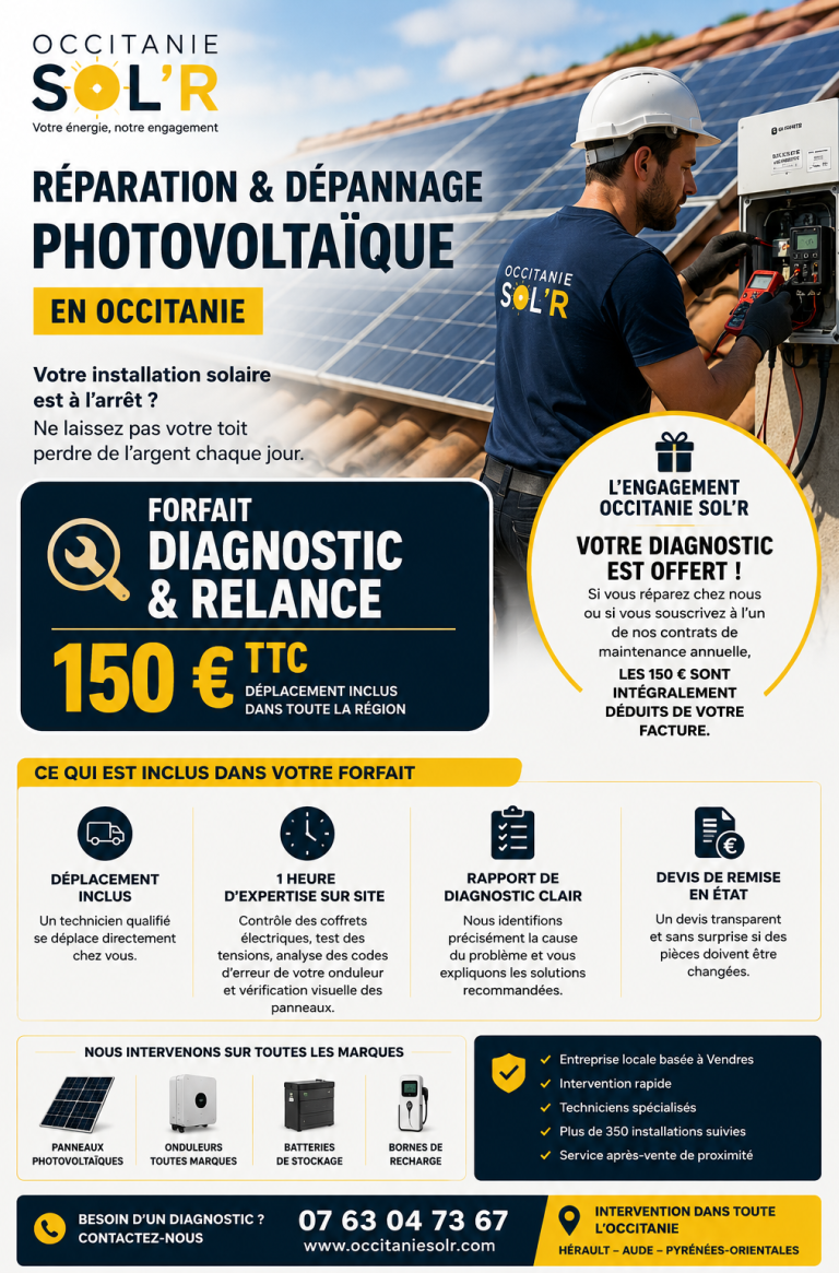 occitanie sol'r installation de panneaux solaire photovoltaiques et energie renouvelable Panneaux solaires installés sur un toit de tuiles, en arrière-plan des champs.
