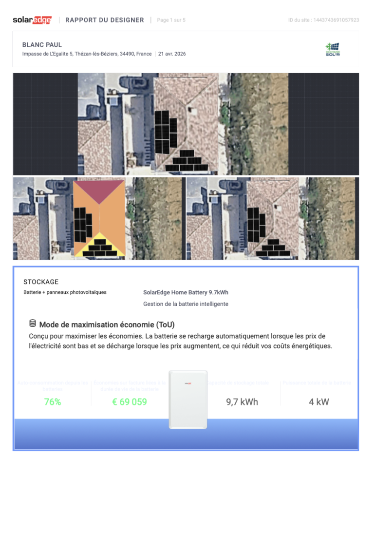 occitanie sol'r installation de panneaux solaire photovoltaiques et energie renouvelable Panneaux solaires installés sur un toit en tuiles, avec vue sur des collines.