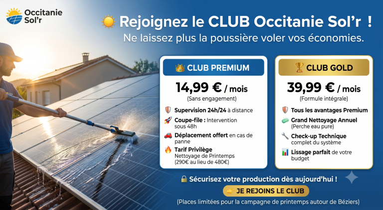 occitanie sol'r installation de panneaux solaire photovoltaiques et energie renouvelable Panneaux solaires installés sur un toit de tuiles, en arrière-plan des champs.